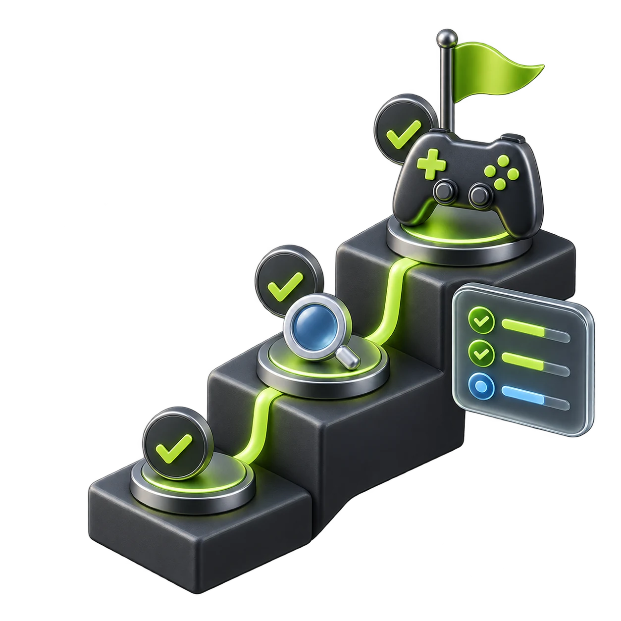 Checked production milestones representing playable builds and quality assurance