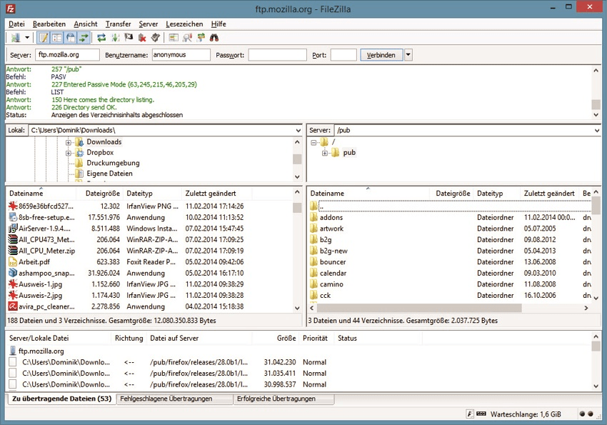 Fix error 500 with the free FileZilla client